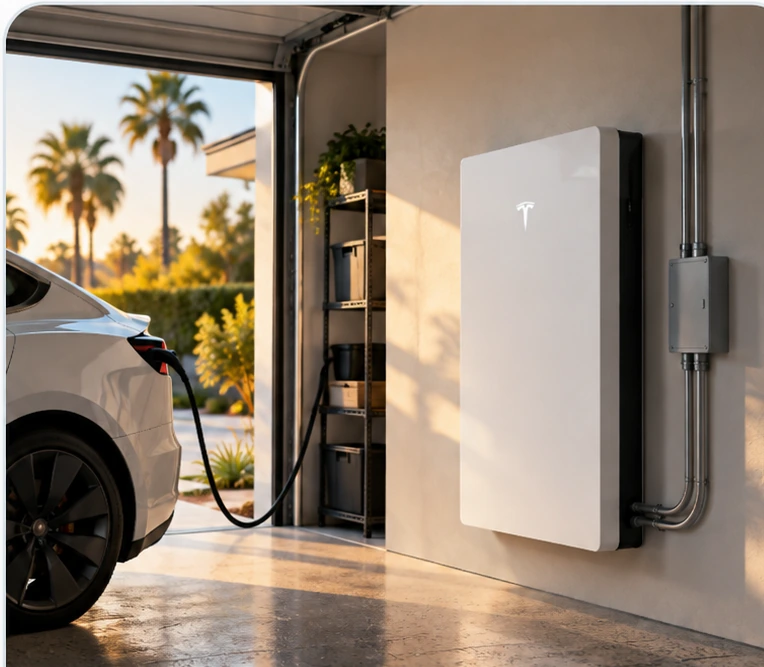 Tesla Powerwall 3 installed in a clean residential garage.